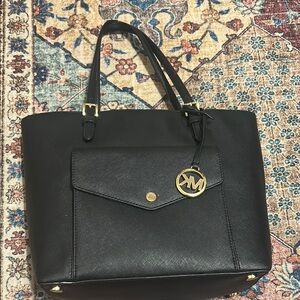 Michael Kors Black and Gold Leather Tote
